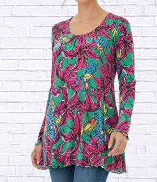 Diva Usa - Sibella Pleated Front Long Sleeve Blouse