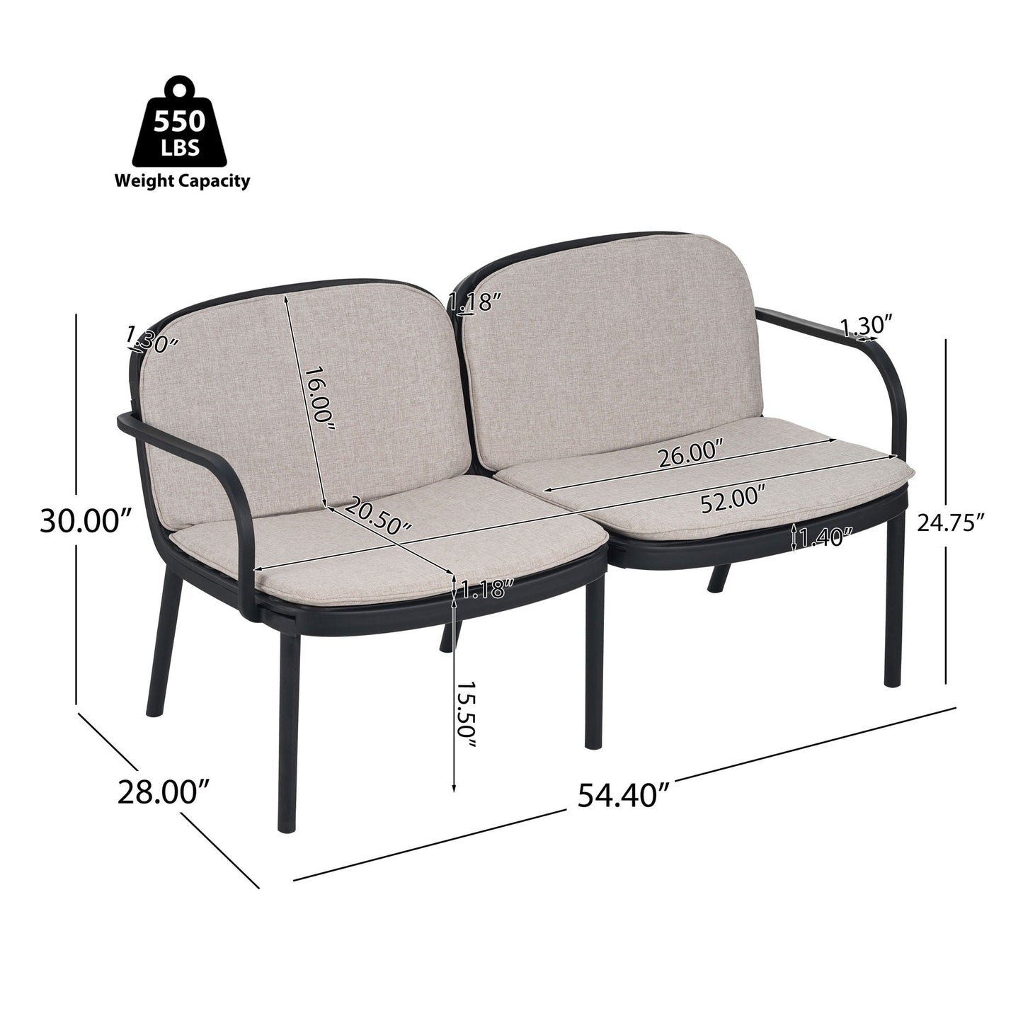 Luna Outdoor Patio Loveseat