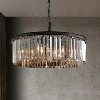 22 Inch Smoky Gray Round Chandelier  Modern Crystal Pendant Light