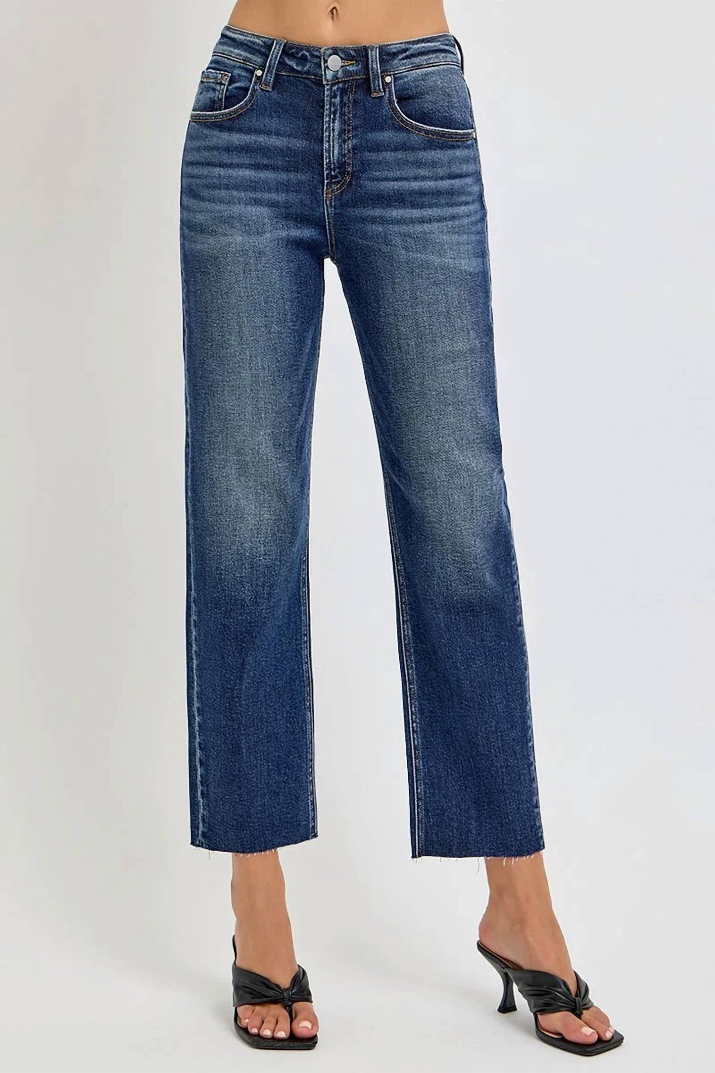 Risen - Tummy Control High Rise Crop Straight Jeans