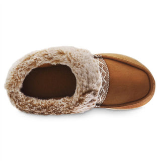 Isotoner - Women's Recycled Microsuede and Faux Fur Hoodback Slipper