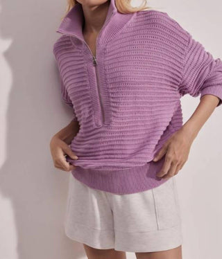 Varley - Tara Pointelle Half Zip Uva Defumada
