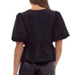 Entro - Danielle Puff Sleeves Bow Detail Top