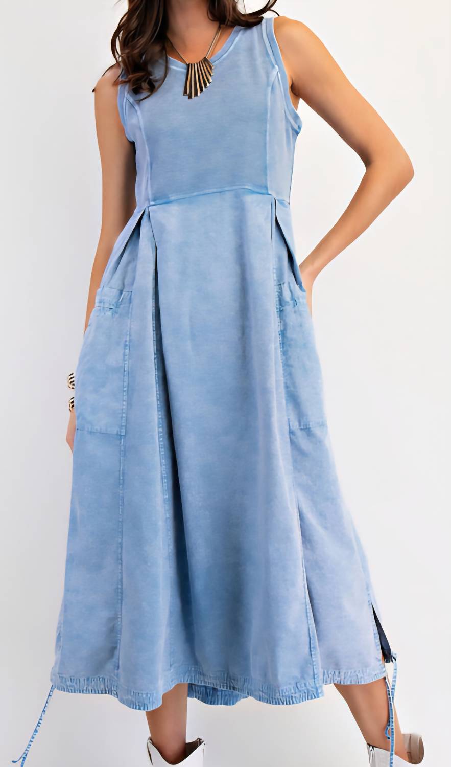 Easel - Mineral Washed Rib Knit Maxi Dress