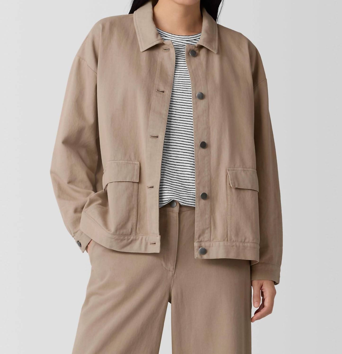 Eileen Fisher - Garment-dyed Utility Cotton Collar Jacket