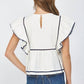 Fate - Embroidered Flutter Sleeve Blouse