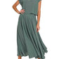 Zenana - Woven Crinkle Gauze Crop Tee And Skirt Set