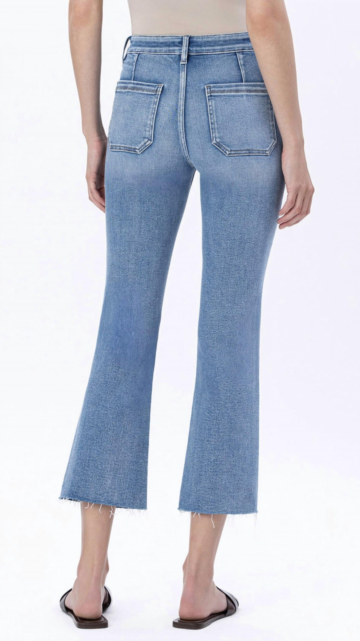 Lovervet - High Rise Patch Pocket Kick Flare Jean