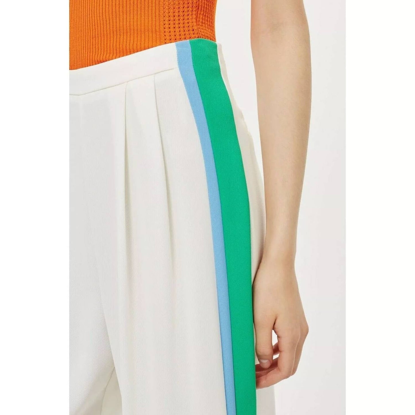 Topshop - Pleated Wide Leg Crop Pants with Side Stripes