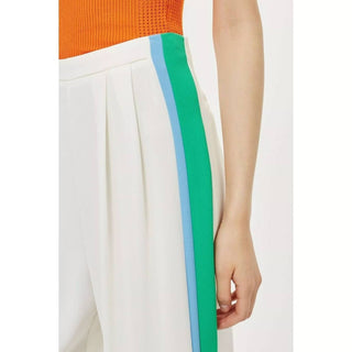 Topshop - Calça Crop Plissada de Perna Larga com Listras Laterais