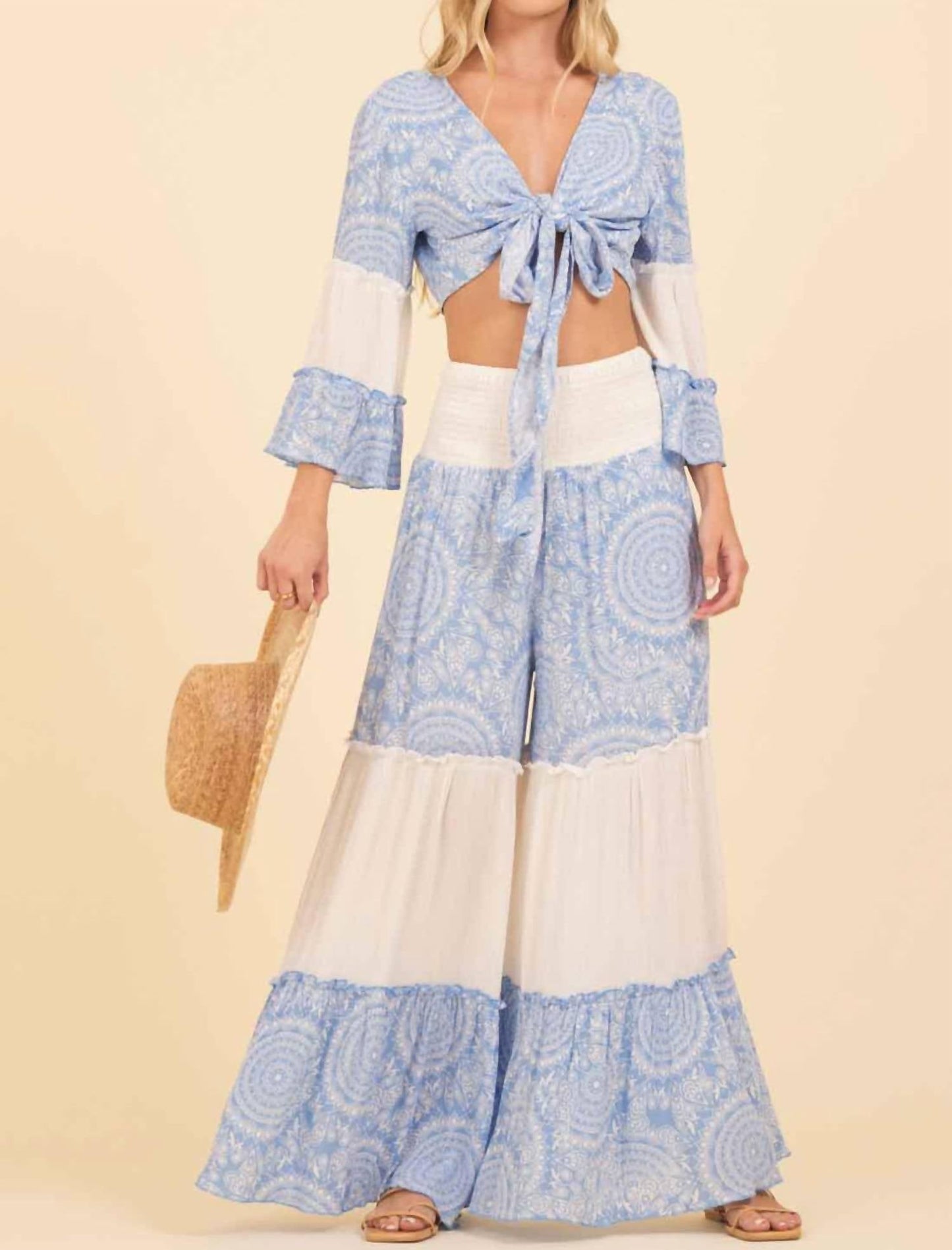 Vintage Havana - Oia By Sunset Wide Leg Pants