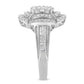 14K White Gold 1.0 Cttw Round & Baguette Cut Diamond Floral Cluster Quatrefoil Channel Set Band Cocktail Statement Ring (H-I Color, SI2-I1 Clarity) - Size 6-3/4