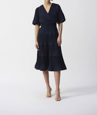 Joseph Ribkoff - Pleated Woven Fit And Flare Dress
