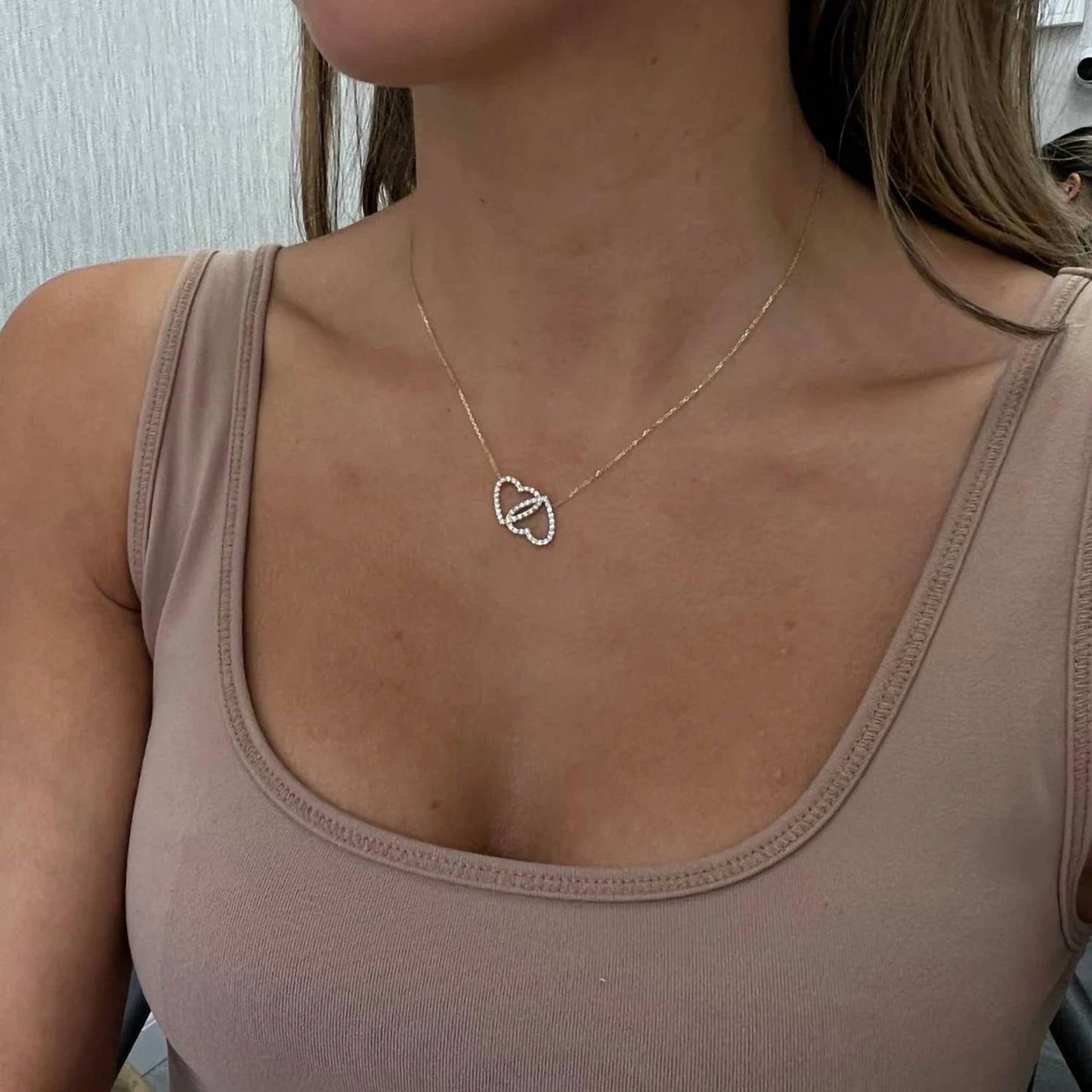 Diana M Jewels - 0.35 Cts Double Heart Diamond Pendant