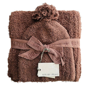 Barefoot Dreams - Conjunto de gorro e cachecol pompom chique e aconchegante