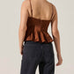 Astr - Paislee Satin Pleated Peplum Top
