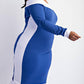 The Curve La - Plus Size Knit Color Block Midi Dress