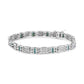 14K White Gold Princess-Cut white and Blue Diamond 3.00 cttw Fashion Link Bracelet (H-I Color, SI1-SI2 Clarity)