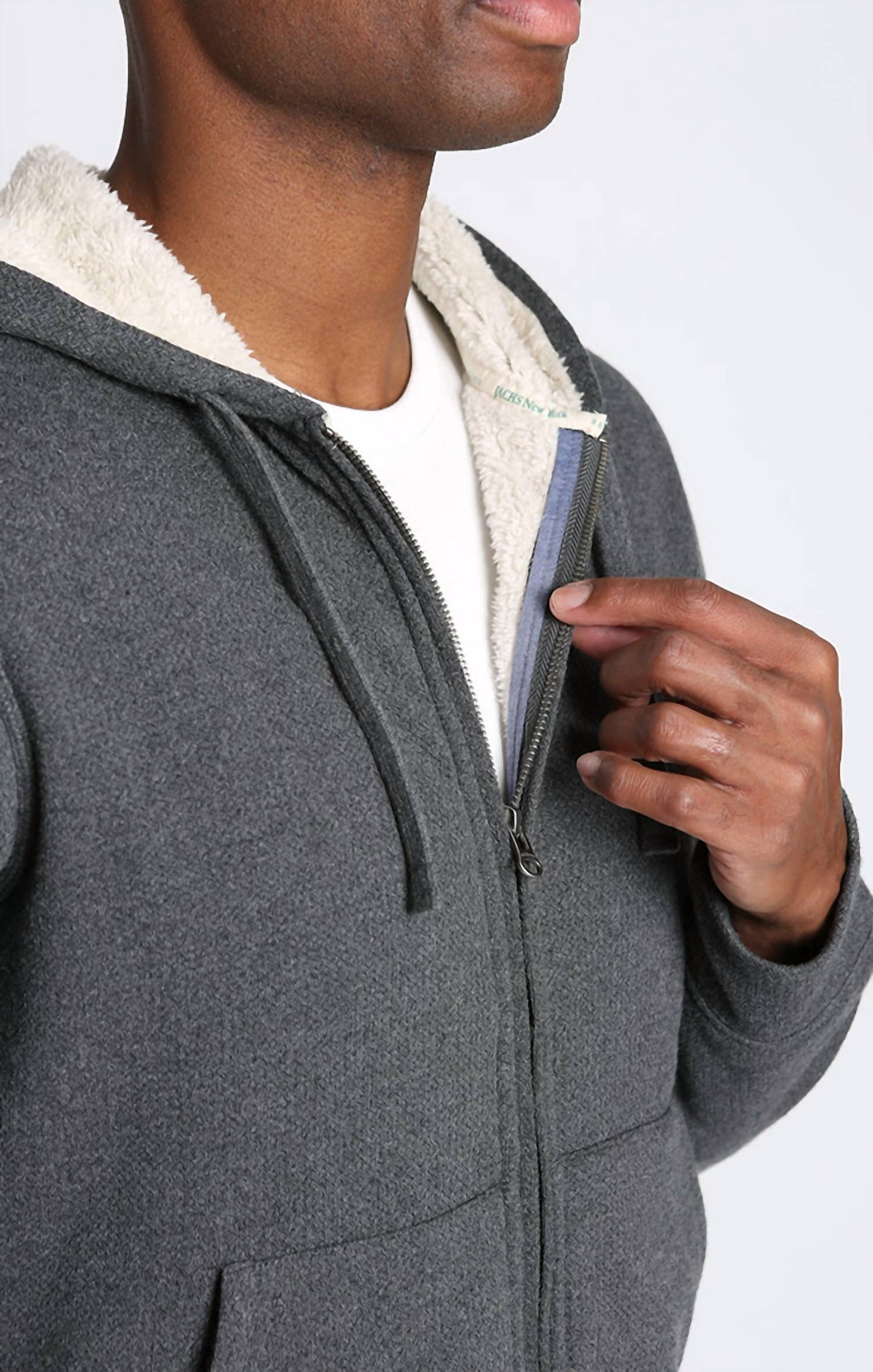 Jachs New York - Recycled Jacquard Sherpa Lined Full Zip Hoodie