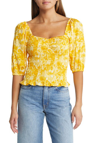 Puff Sleeve Smocked Top