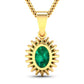 1.13 Carat Genuine Zambian Emerald and White Diamond 14K Yellow Gold Pendant