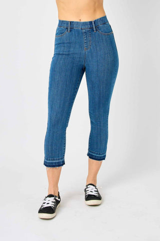 Judy Blue - Calça jeans de cintura alta com ajuste por cadarço