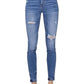 Judy Blue - Embroidered Pocket Skinny Distressed Jeans