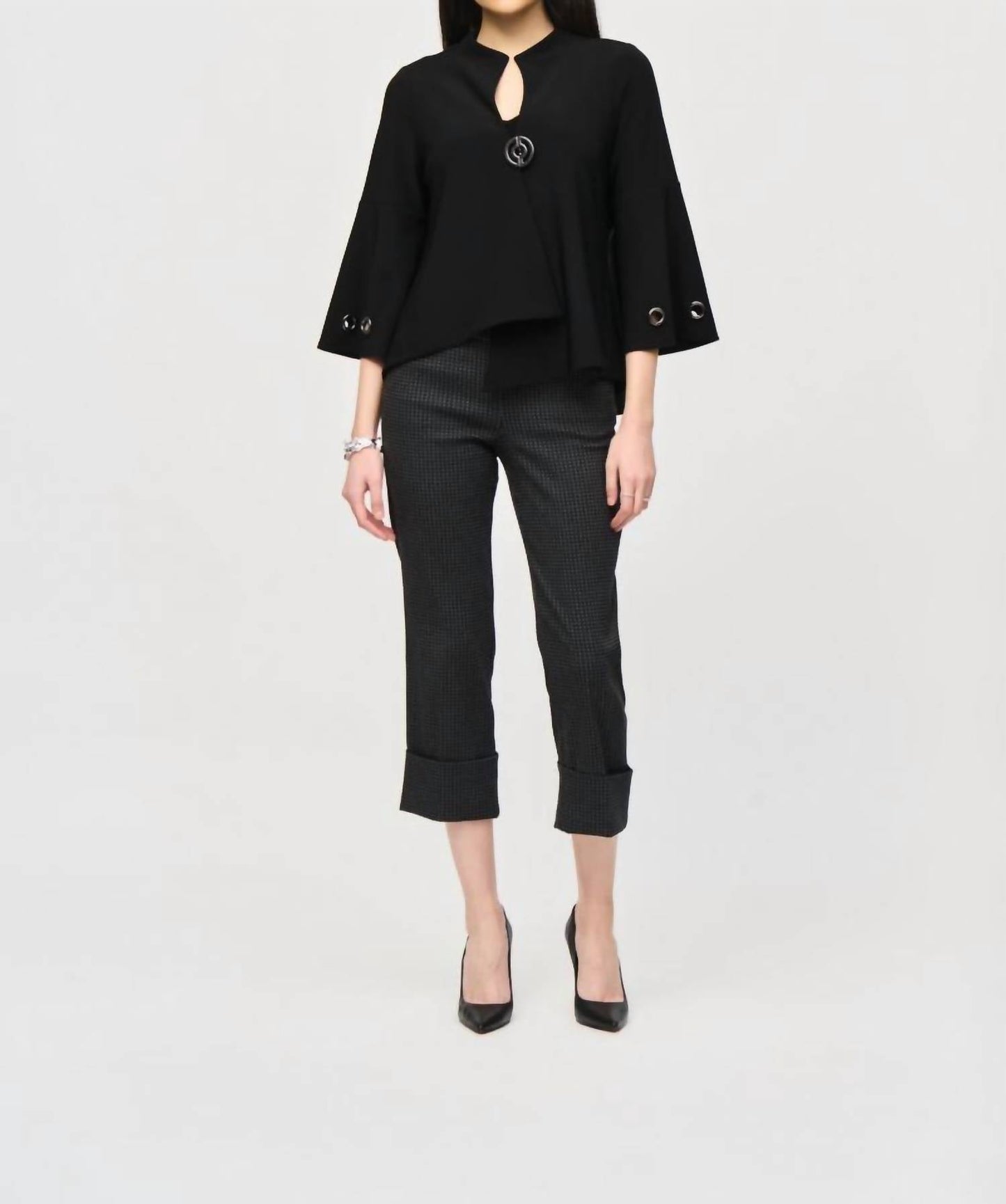 Joseph Ribkoff - Grommet Detail 3/4 Sleeve Asymmetric Swing Jacket