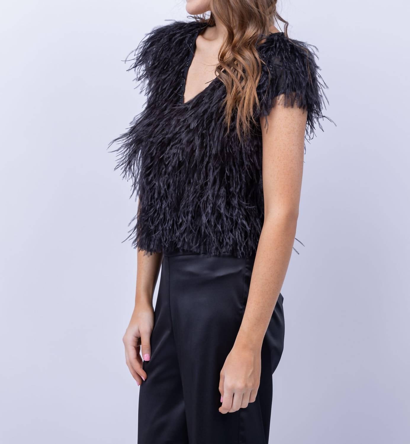 Emily Shalant - Feather V-neck Short Sleeve Tee