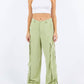 American Bazi - Linen Wide Leg Cargo Pants