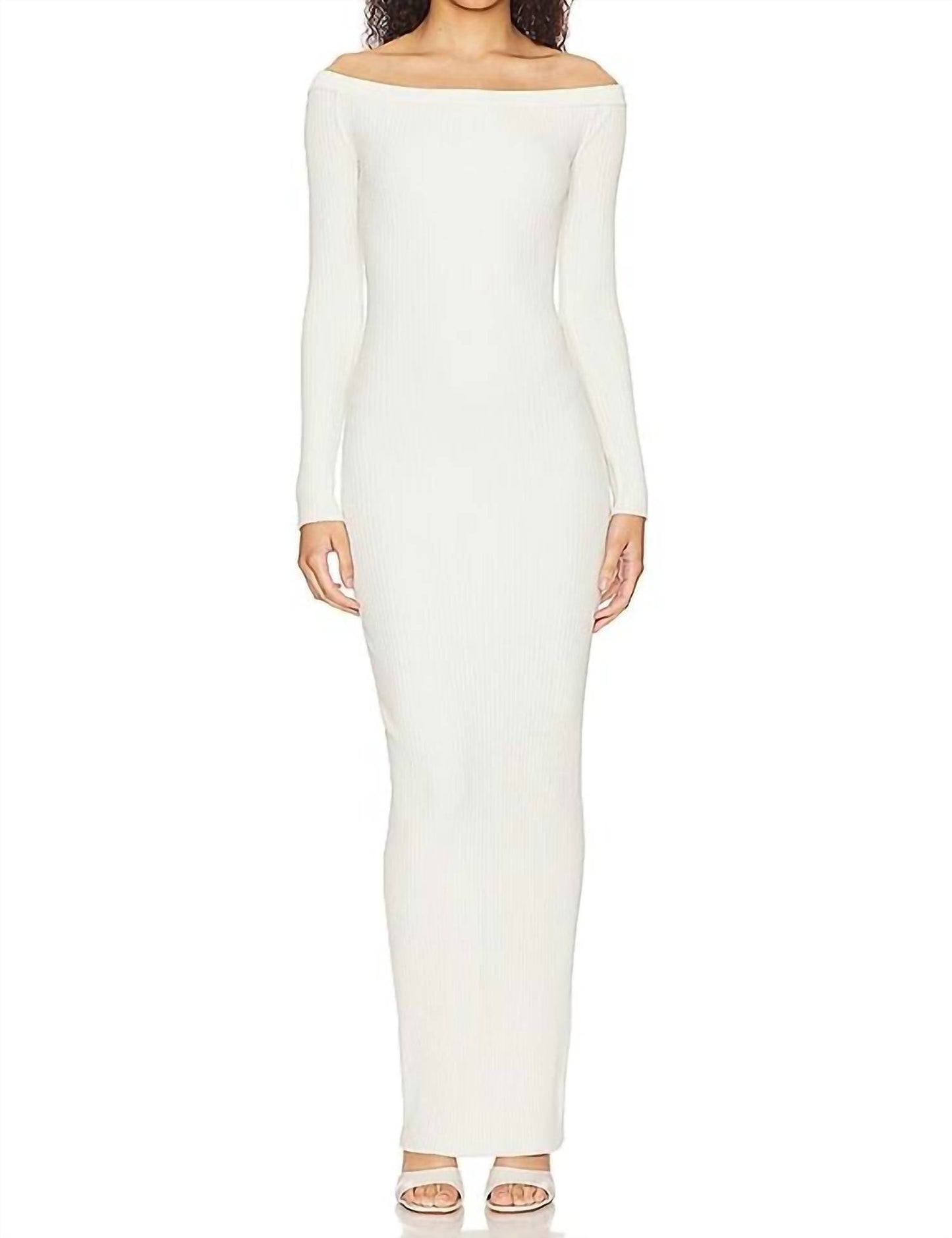 Good American - Rib Shine Off Shoulder Maxi Dress