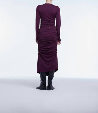 Dāl The Label - Vestido midi assimétrico franzido