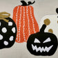Embroidered Halloween Pumpkin Pillow – Spooky Polka Dot Linen Throw Accent