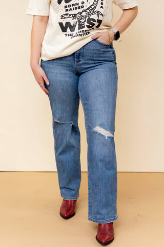 Judy Blue - Calça jeans reta de cintura alta