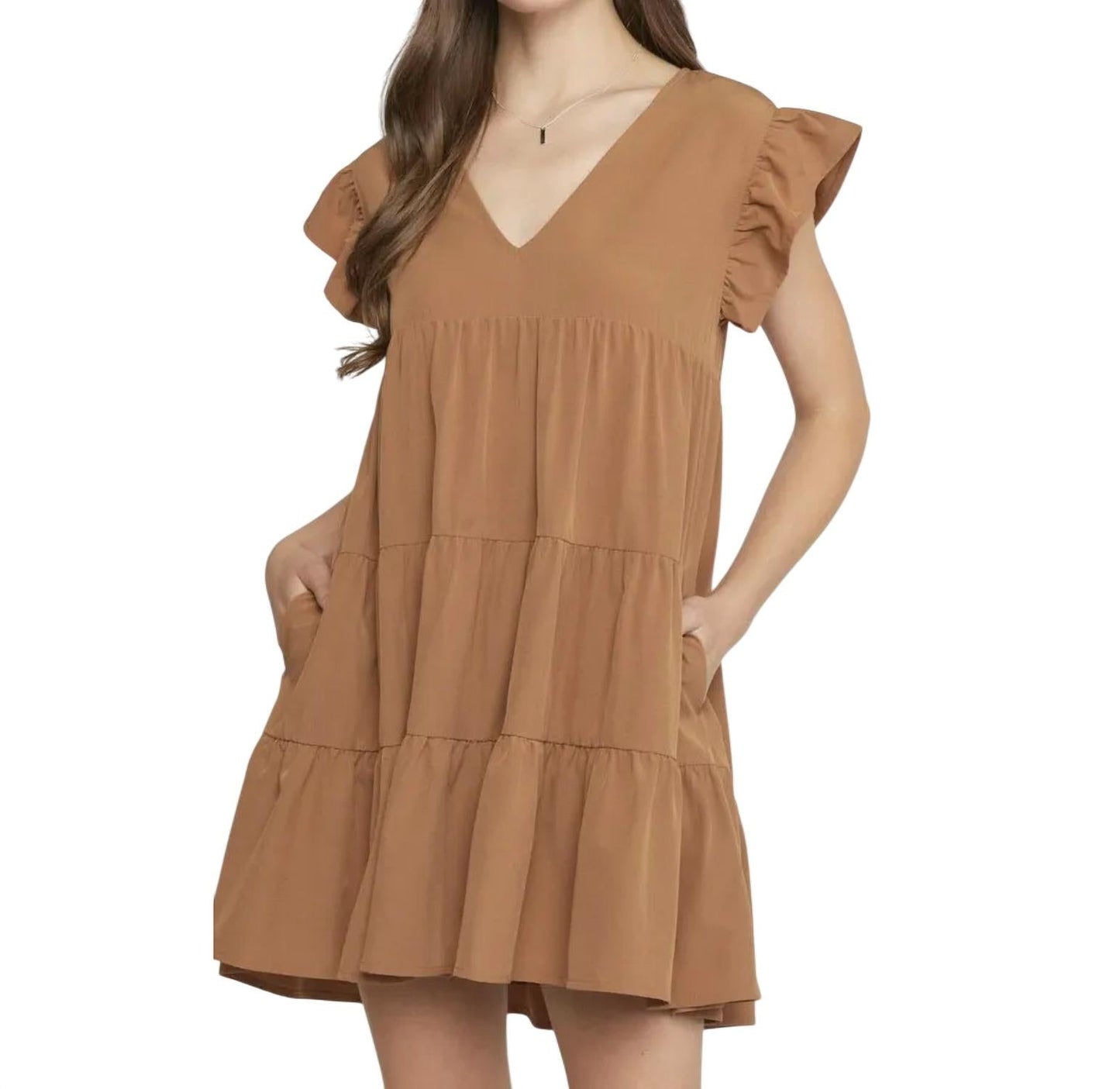 Entro - V-neck Ruffle Dress