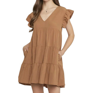 Entro - V-neck Ruffle Dress