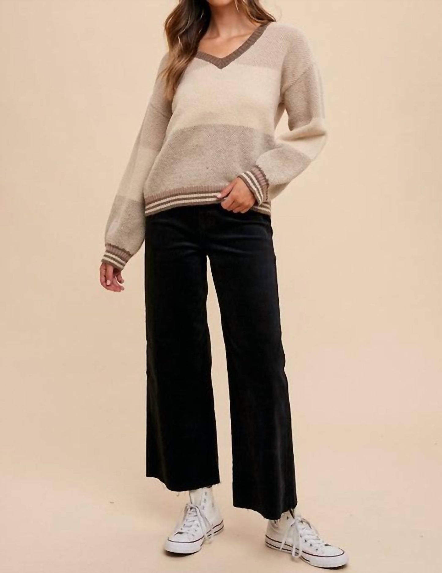 Anniewear - Color Block Sweater Top