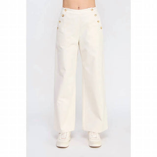 Allie Rose - Twill Side Button Wide Leg Pants