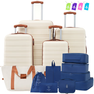 Expandable Hardshell 4-Piece  Luggage Set — (16", 20", 24", 28") Beige