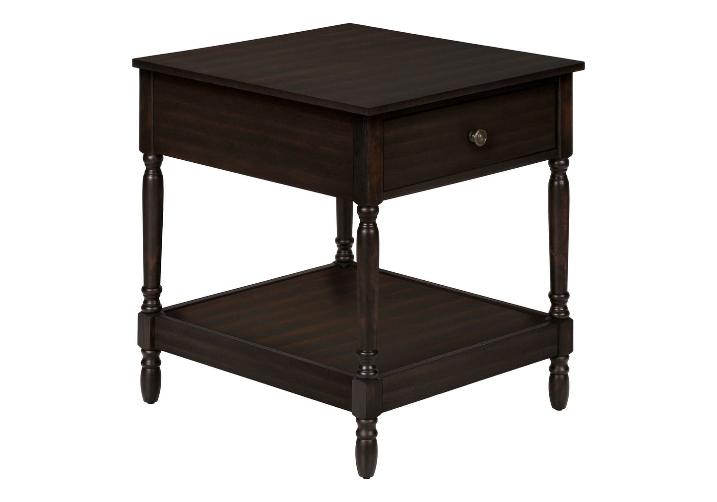 Accent Table, 2 Tier, Square, Traditional - Walnut