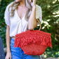 Anju - Women's Santorini Fringe Bag With Wood Handle