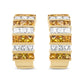 18K Yellow Gold 1 3/4 Cttw Invisible Set Princess Cut Diamond and 2.5mm Yellow Sapphire Huggie Hoop Earrings (F-G Color, VS1-VS2 Clarity)