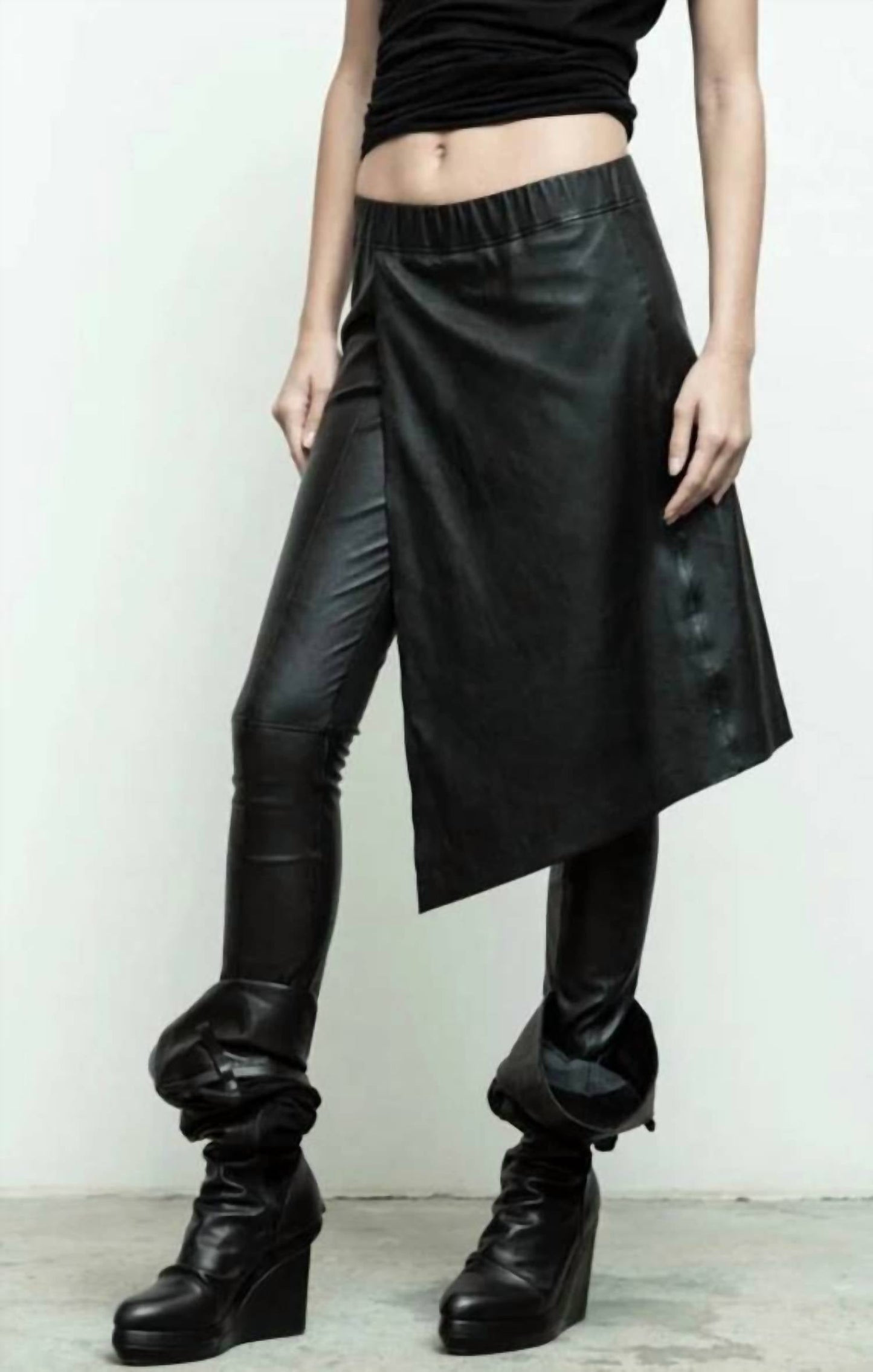 Free People - Pre-loved Jedda Fabric Wedge Over Knee Leather Boot