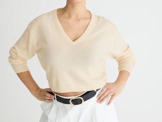 J.Crew - Suéter curto de cashmere relaxado com decote em V