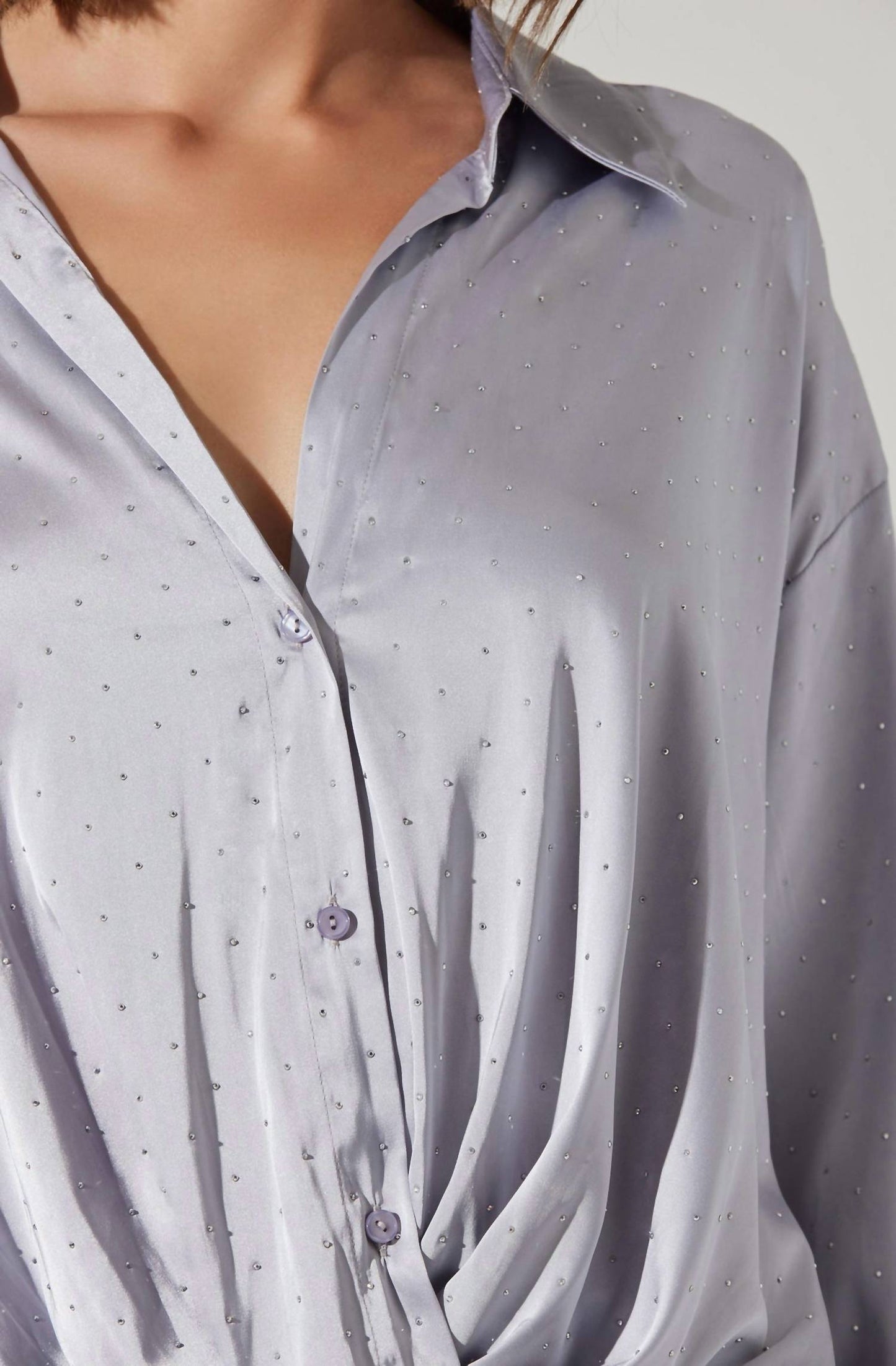Astr - Sebio Satin Rhinestone Blouse