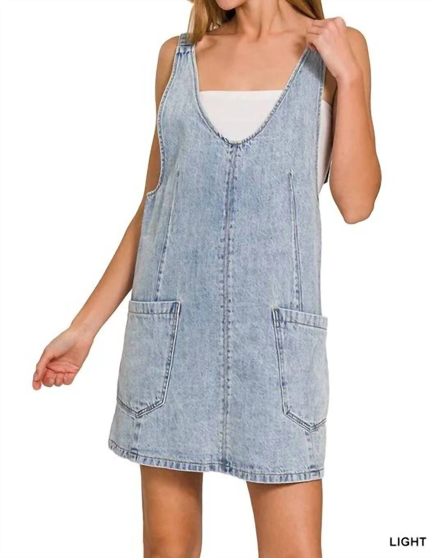 Trendsi - Zenana Denim Overall Mini Dress