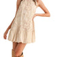 &Merci - Embellished Mixed Media Bubble Hem Mini Dress
