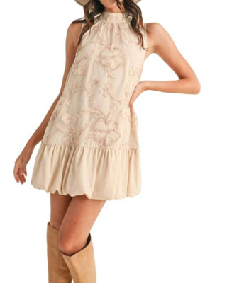 &amp;Merci - Vestido curto com bainha bolha e técnica mista enfeitada