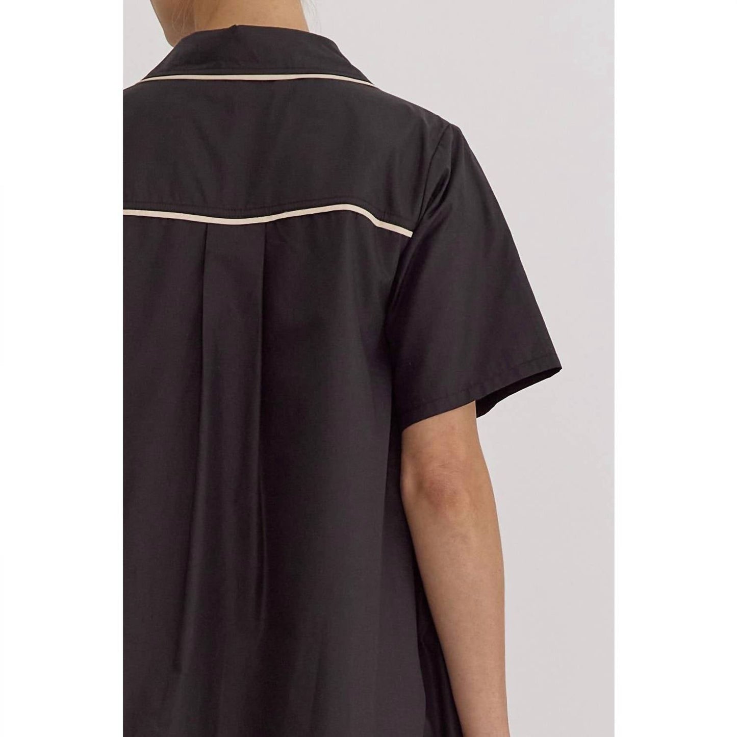 Style Usa - Collared Short Sleeve Mini Dress