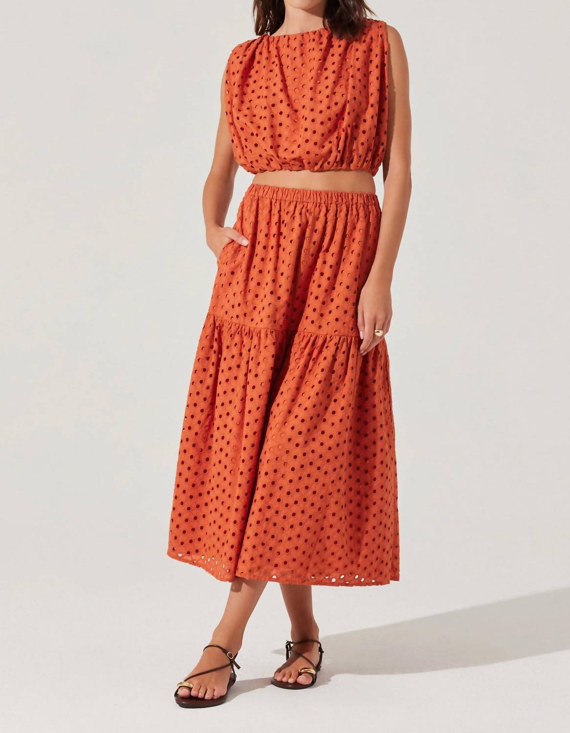 Astr - Nalley Eyelet Crop Top